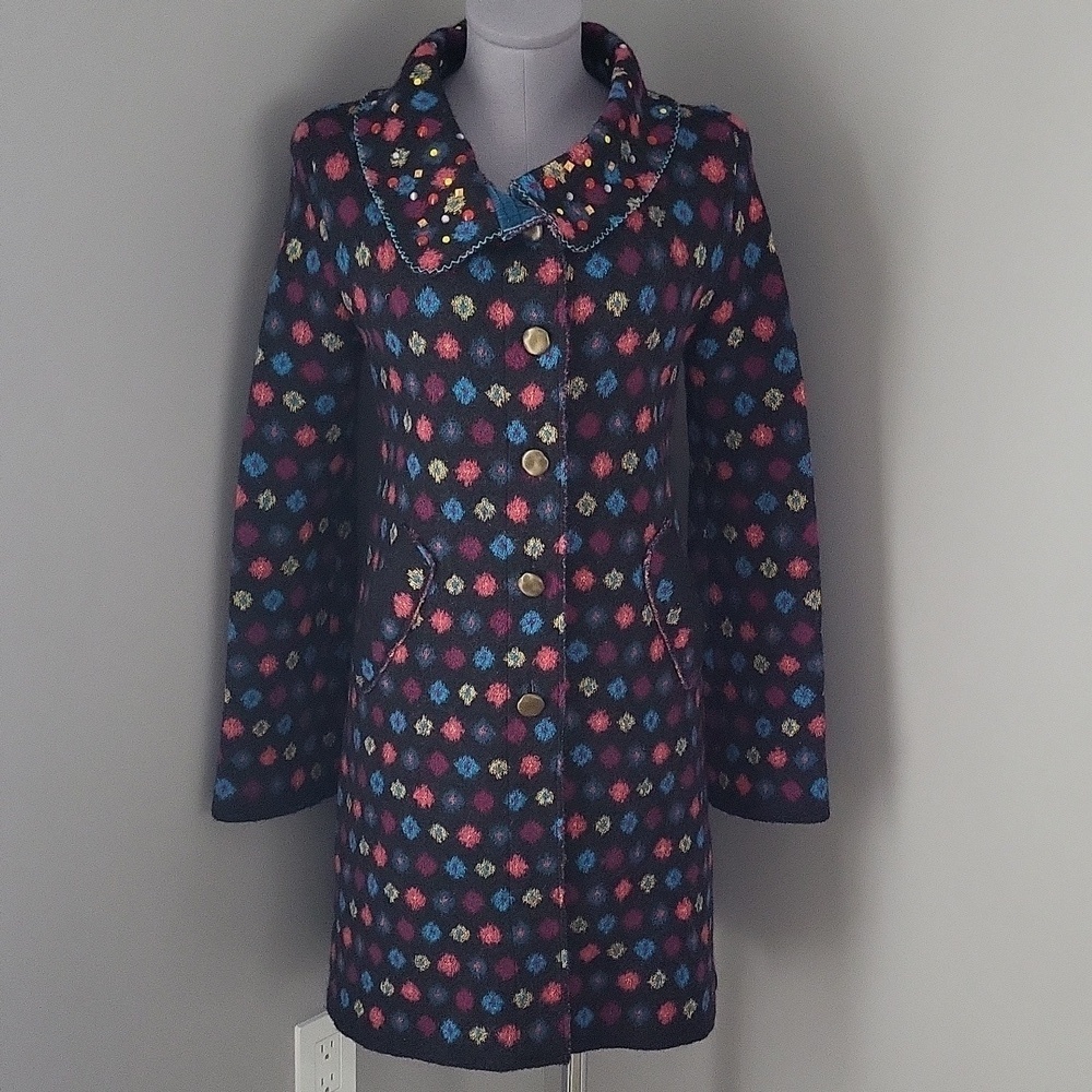 Louise Della Wool Coat Made In France Boho Statement Coat - Picture 5 of 14